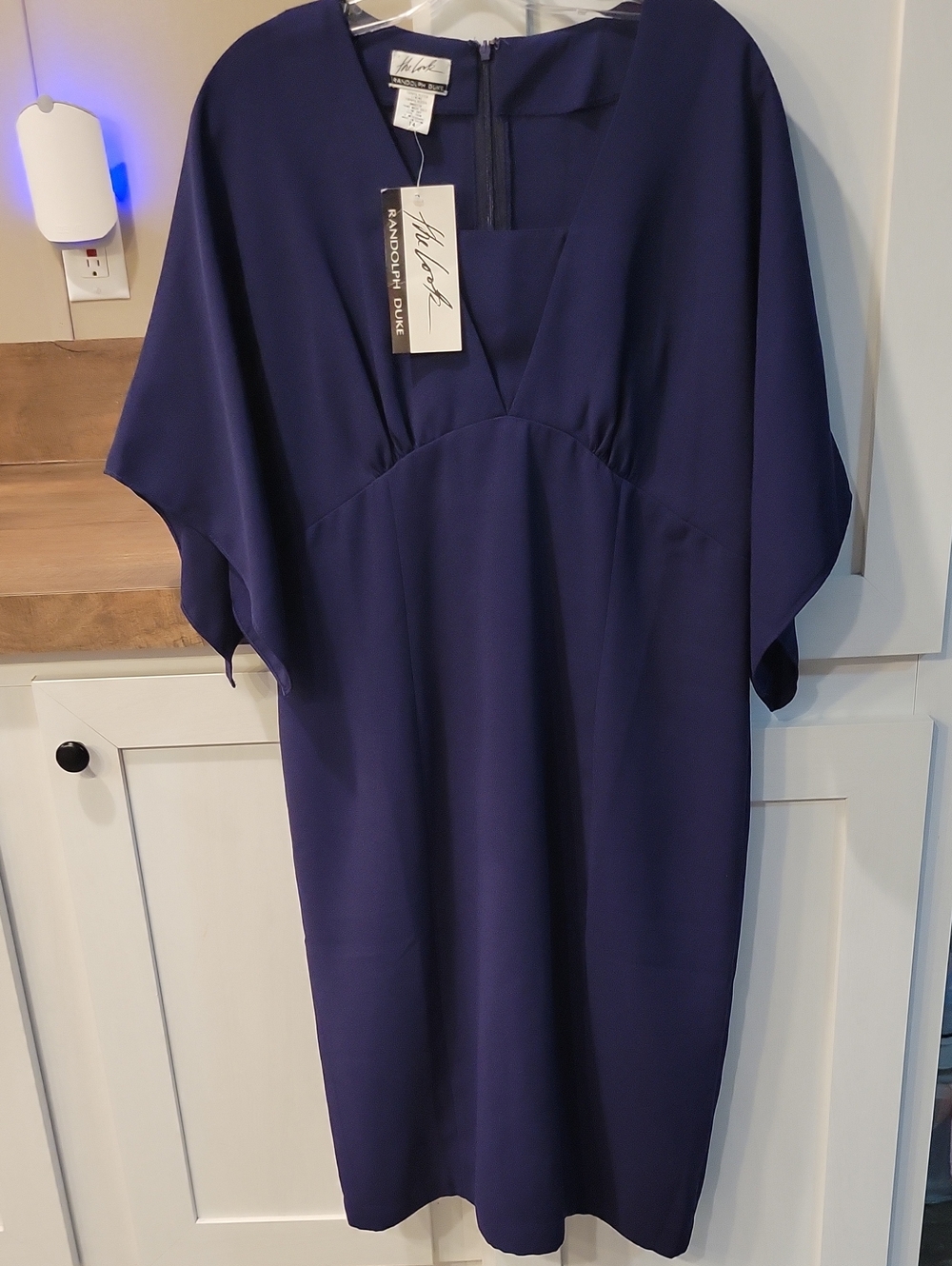Randolph Duke Deep Navy Midi Dress with V-Neck
